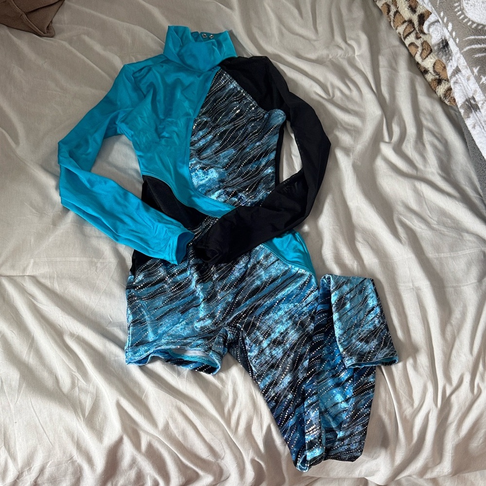Weissman Turquoise and Black Kids Dance Costume